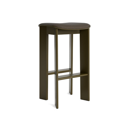 Chisel 30 Bar Stool Seat Upholstery by HAY - High / Green Umber Lacquered Beech / Remix 954