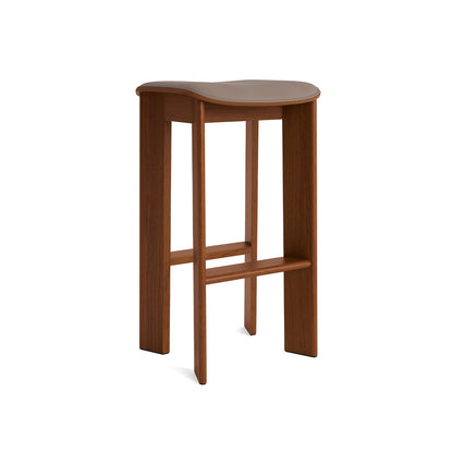 Chisel 30 Bar Stool Seat Upholstery by HAY - High / Lacquered Walnut / Nougat Sense Leather