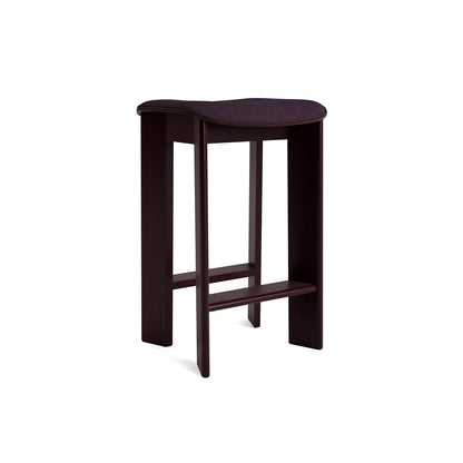 Chisel 30 Bar Stool Seat Upholstery by HAY - Low / Dark Bordeaux Lacquered Beech / Turf Burgundy