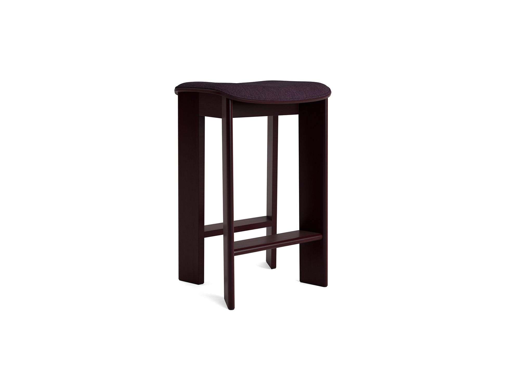Chisel 30 Bar Stool Seat Upholstery by HAY - Low / Dark Bordeaux Lacquered Beech / Turf Burgundy