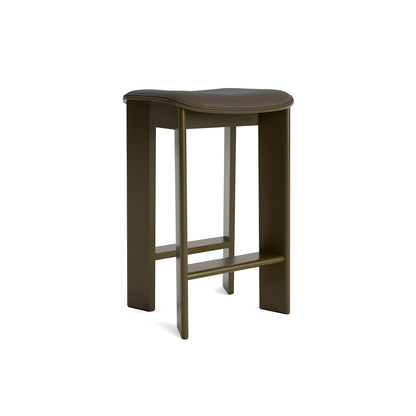 Chisel 30 Bar Stool Seat Upholstery by HAY - Low / Green Umber Lacquered Beech / Remix 954