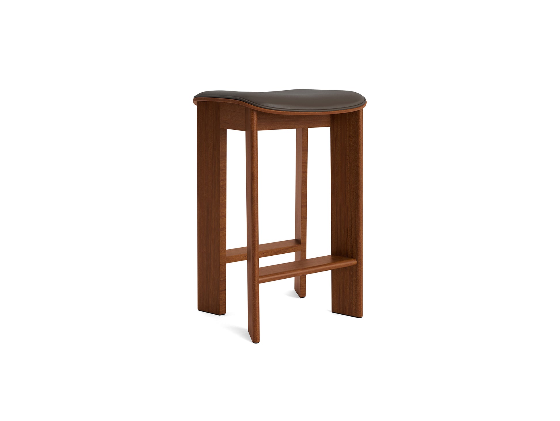 Chisel 30 Bar Stool Seat Upholstery by HAY - Low / Lacquered Walnut / Chocolate Grano Leather