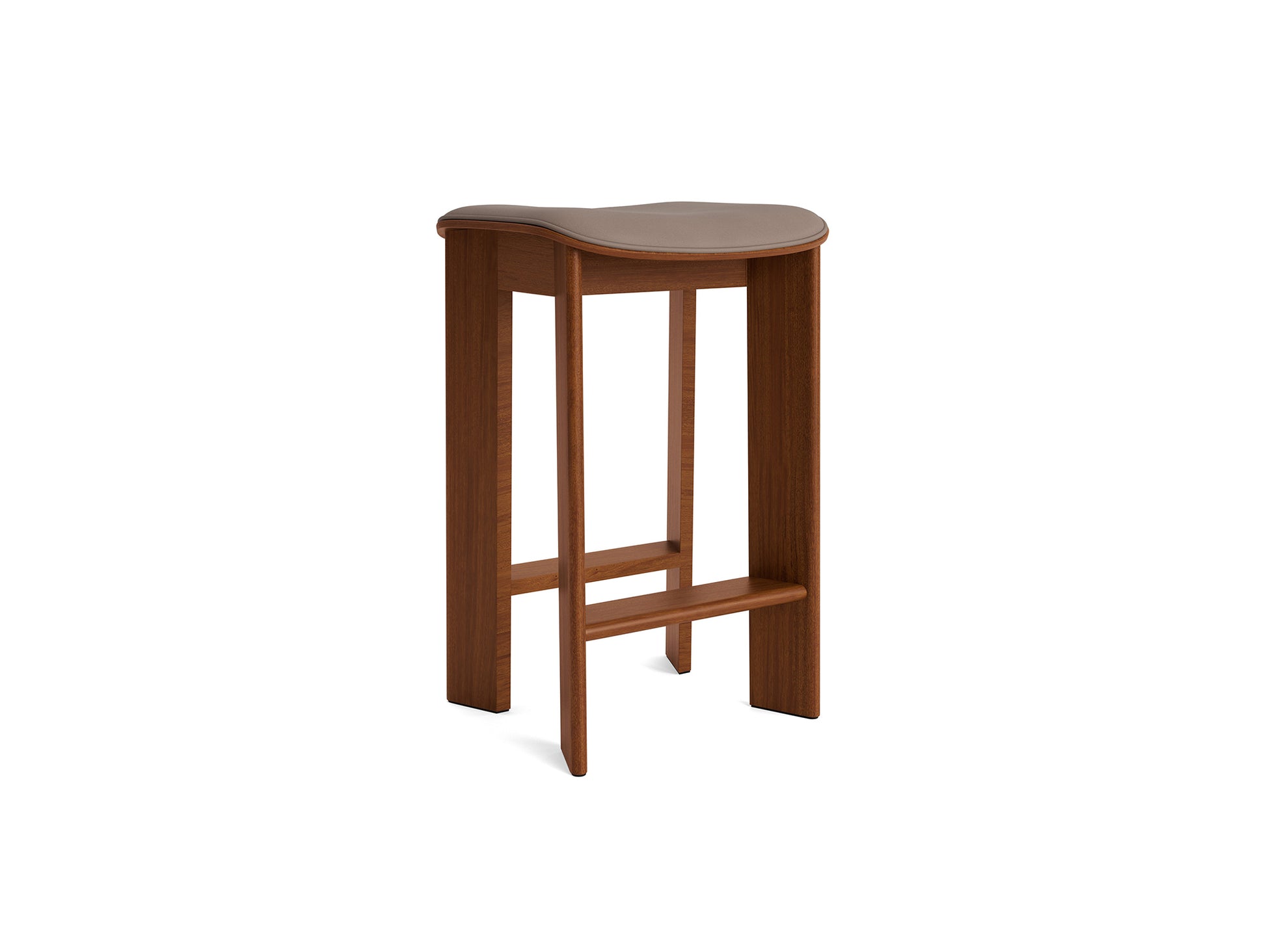 Chisel 30 Bar Stool Seat Upholstery by HAY - Low / Lacquered Walnut / Nougat Sense Leather