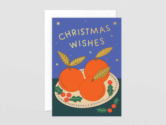 'Christmas Wishes' Foiled Greetings Card by Wrap