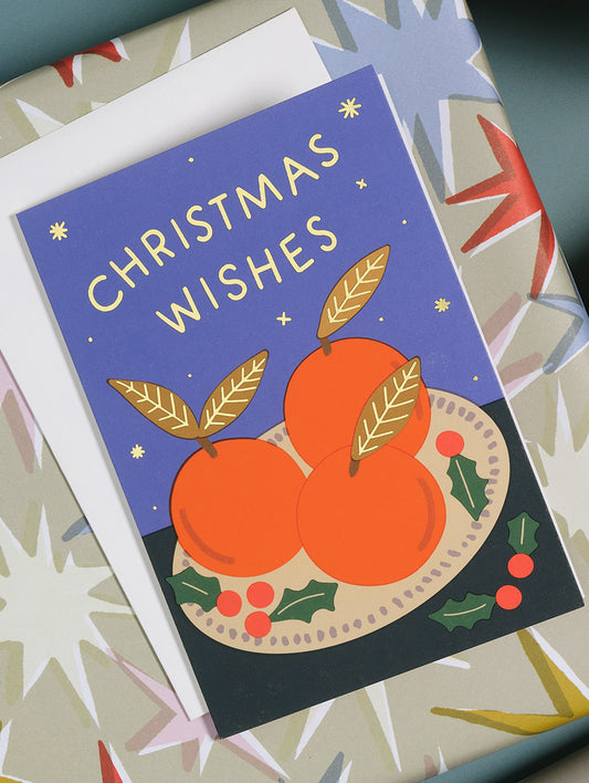 'Christmas Wishes' Foiled Greetings Card by Wrap