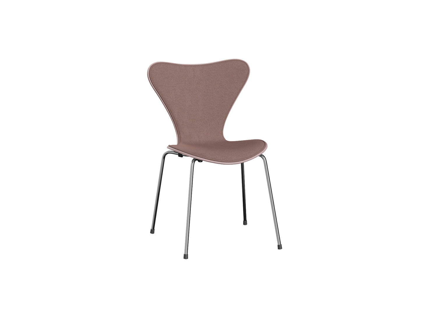 Series 7™ 3107 Dining Chair (Front Upholstered) by Fritz Hansen - Chromed Steel / Front: Re-wool 648 / Back: Pale Rose Lacquered Veneer