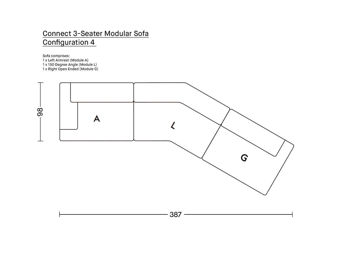 Connect 3-Seater Modular Sofa by Muuto - Configuration 4