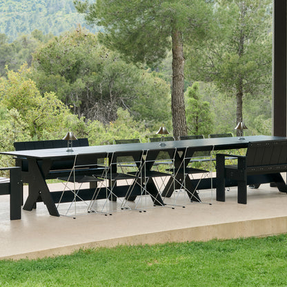 X-Line Chair Outdoor by HAY – Hot Galvanised Steel Frame / Black Seat and Back