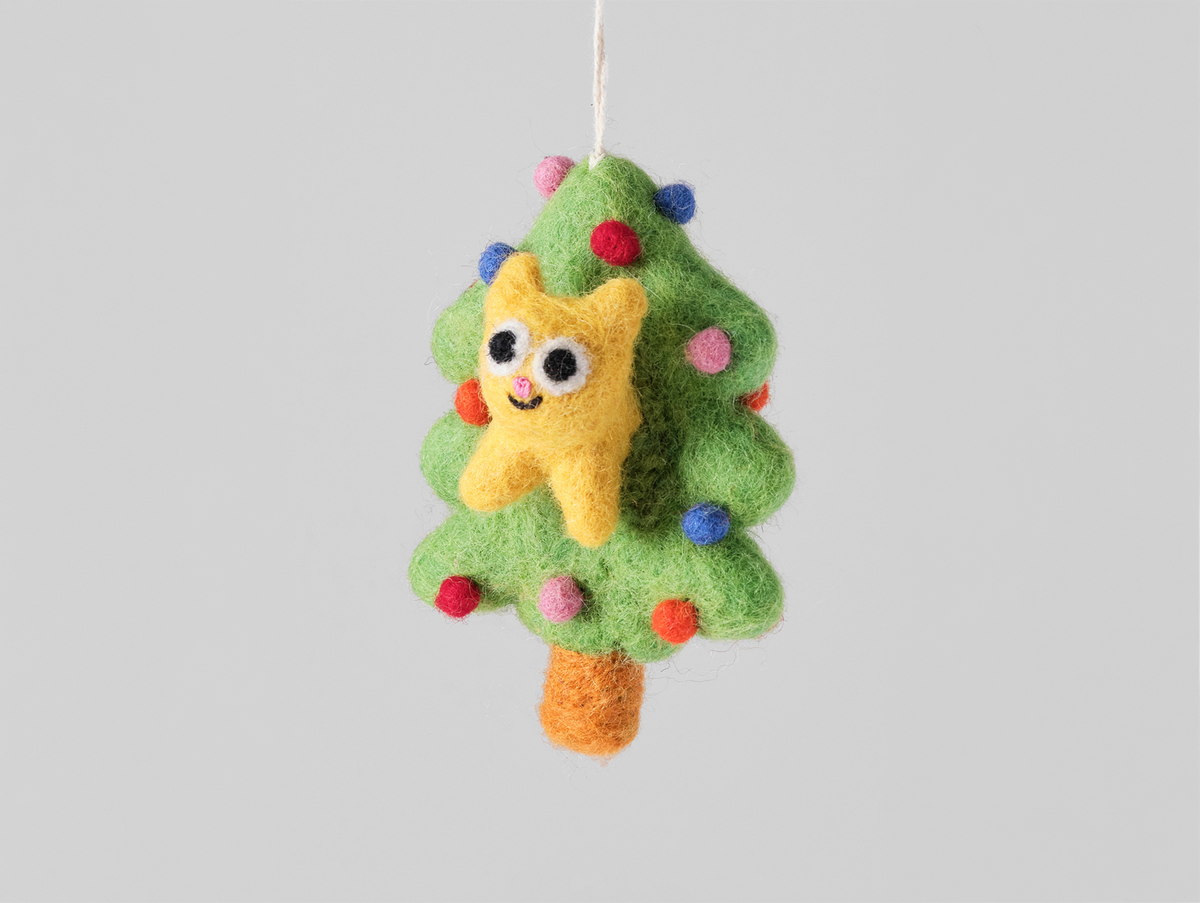 Bobby, Cat In A Tree Felt Hanging Decorations