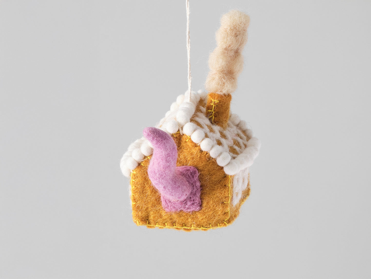 Gretel, Cat in Gingerbread House Felt Hanging Decoration
