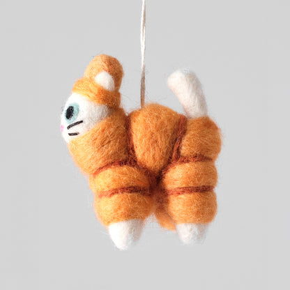 Lee, Cat in Orange Puffa Felt Hanging Decorations
