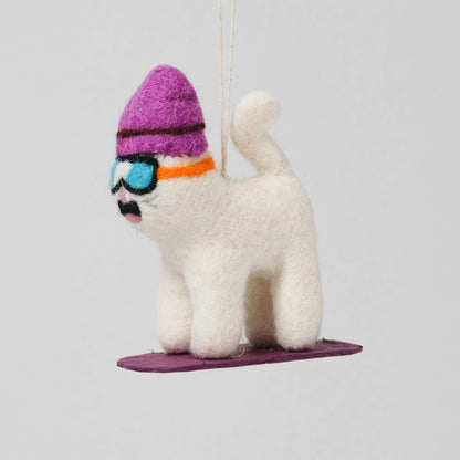 Shaun Cat on Snowboard Felt Hanging Decorations