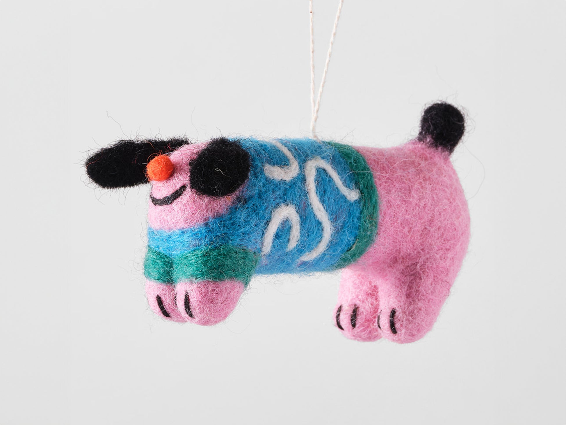 Dog Felted Hanging Decorations by Wrap Stationery - Stumpy, Dog in a Abstract Jumper