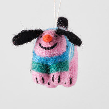 Dog Felted Hanging Decorations by Wrap Stationery - Stumpy, Dog in a Abstract Jumper