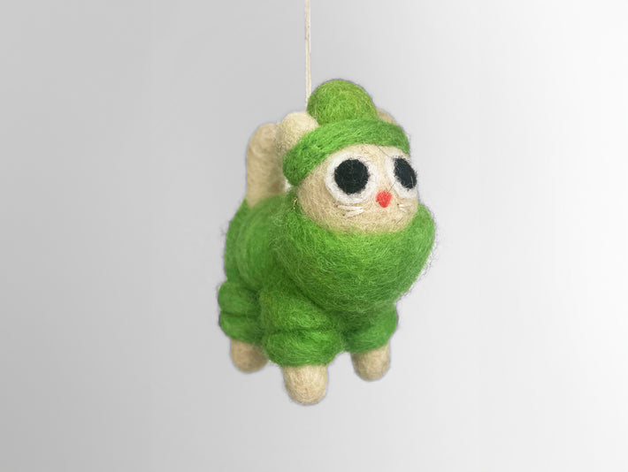 Cat Felted Hanging Decorations by Wrap Stationery - Lee, Cat in Puffa