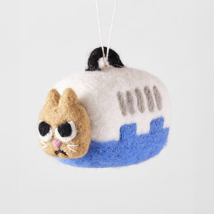 Cat Felted Hanging Decorations by Wrap Stationery - Coco, Cat In Carrier