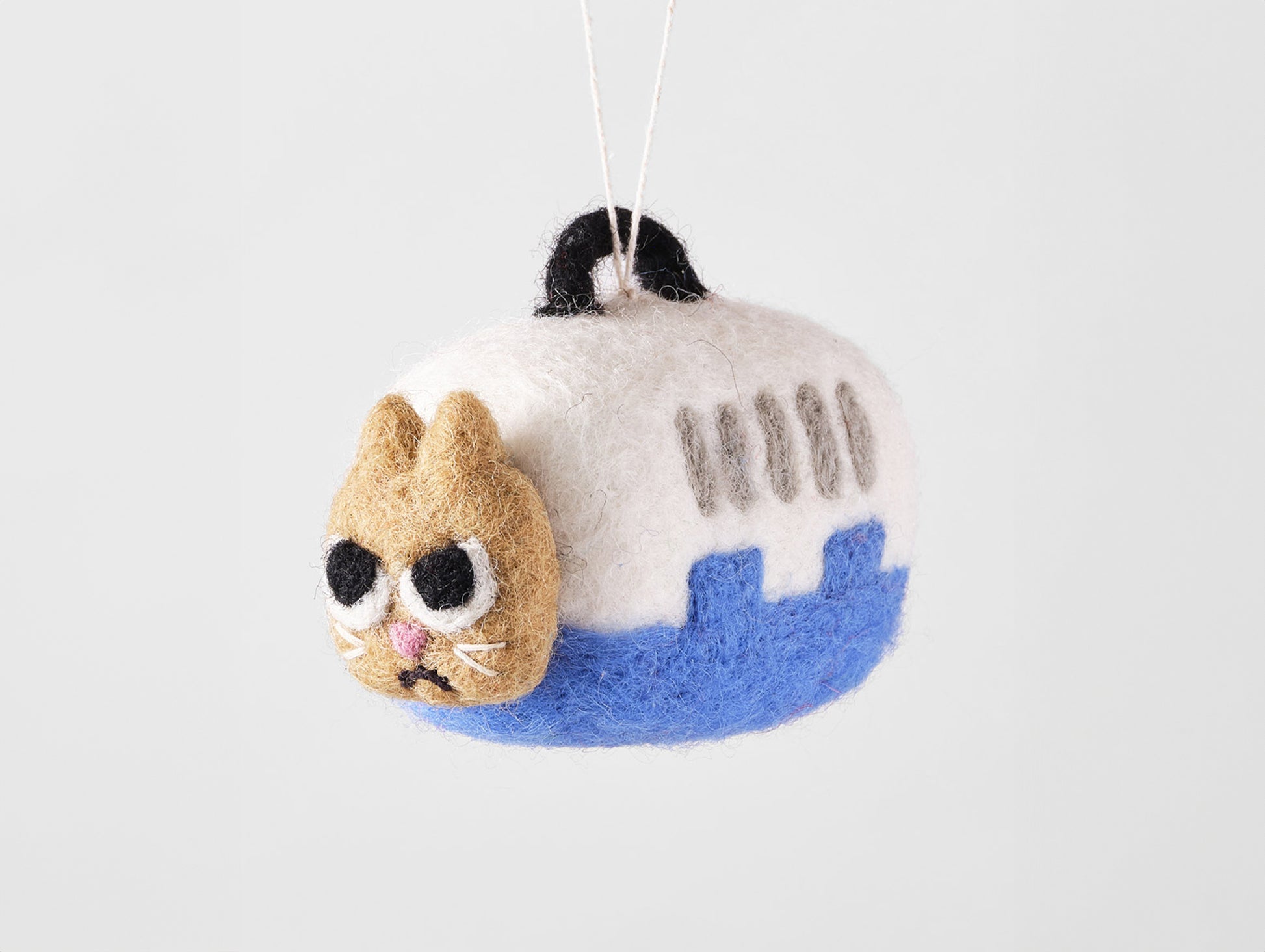 Cat Felted Hanging Decorations by Wrap Stationery - Coco, Cat In Carrier