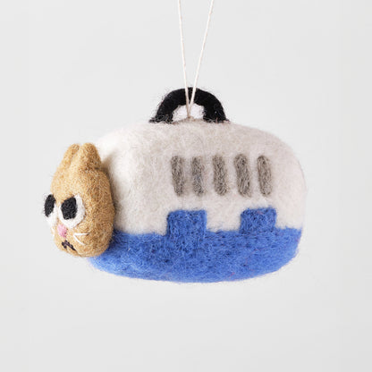 Cat Felted Hanging Decorations by Wrap Stationery - Coco, Cat In Carrier