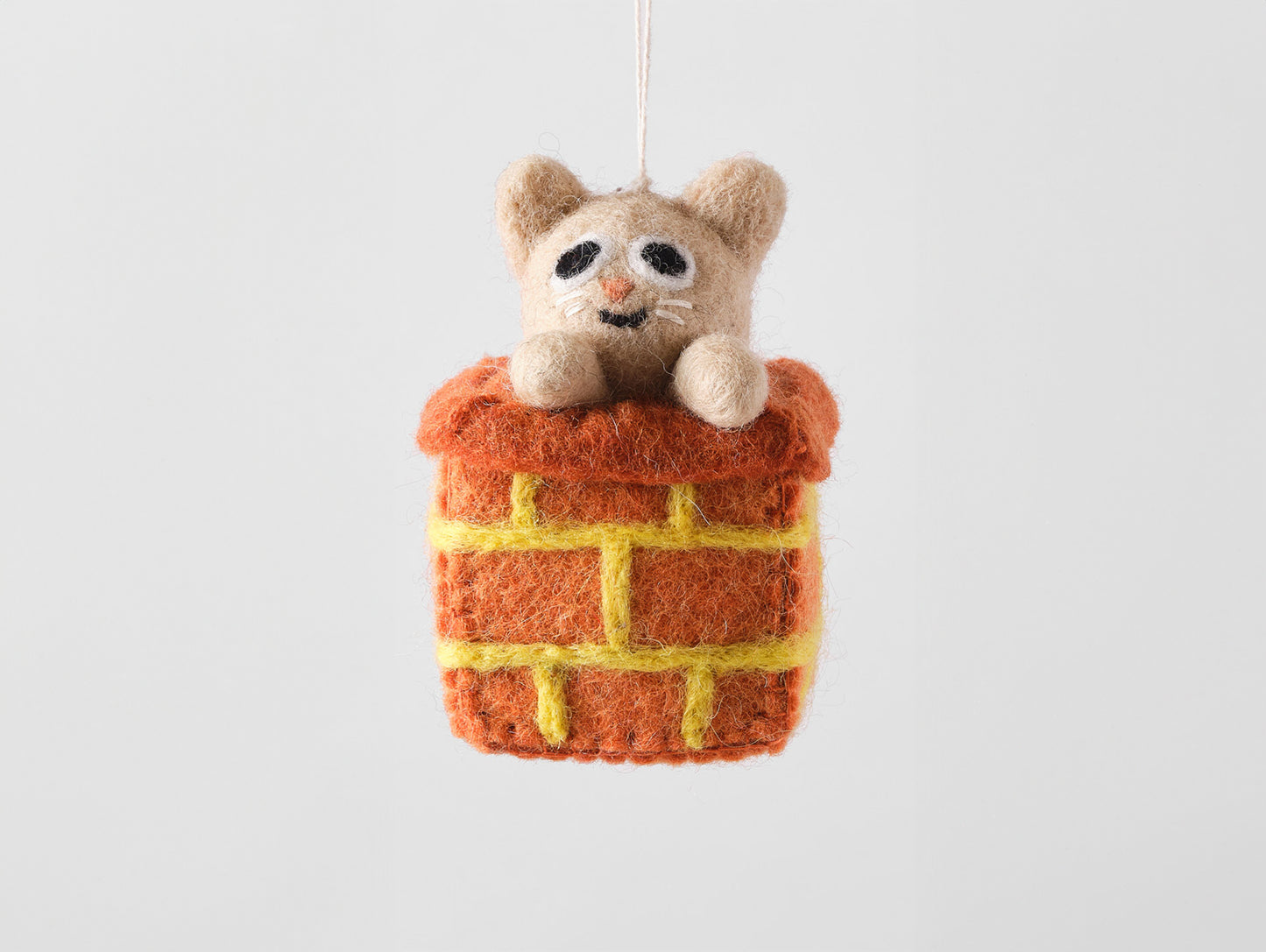 Cat Felted Hanging Decorations by Wrap Stationery - Simbi, Cat in Chimney