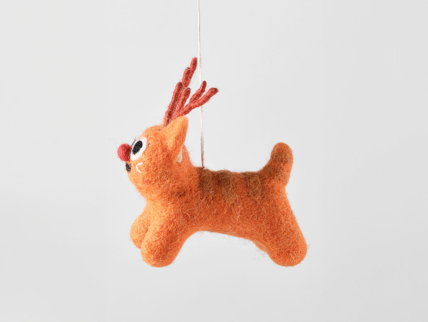 Cat Felted Hanging Decorations by Wrap Stationery - Rudy, Reindeer Cat