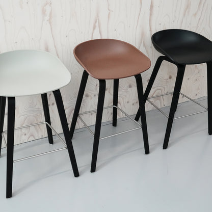 HAY About A Stool AAS 32 / Set of 3 / 65 cm Seat Height / Black Oak Base / Brick, Black and Concrete Grey Seats / Open Box