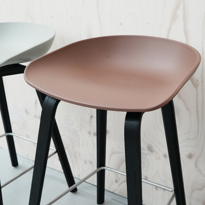 HAY About A Stool AAS 32 / Set of 3 / 65 cm Seat Height / Black Oak Base / Brick, Black and Concrete Grey Seats / Open Box