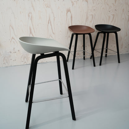 HAY About A Stool AAS 32 / Set of 3 / 65 cm Seat Height / Black Oak Base / Brick, Black and Concrete Grey Seats / Open Box