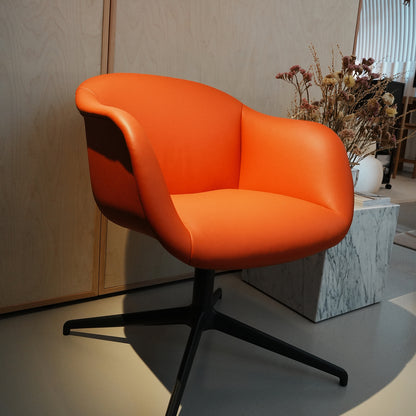 Fiber Soft Armchair / Anthracite Swivel Base / Easy Leather / Redorange 245 by Muuto