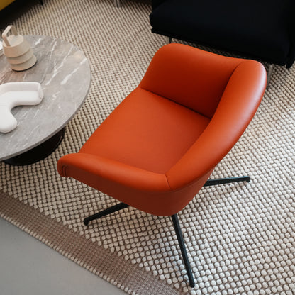 Fiber Soft Armchair / Anthracite Swivel Base / Easy Leather / Redorange 245 by Muuto