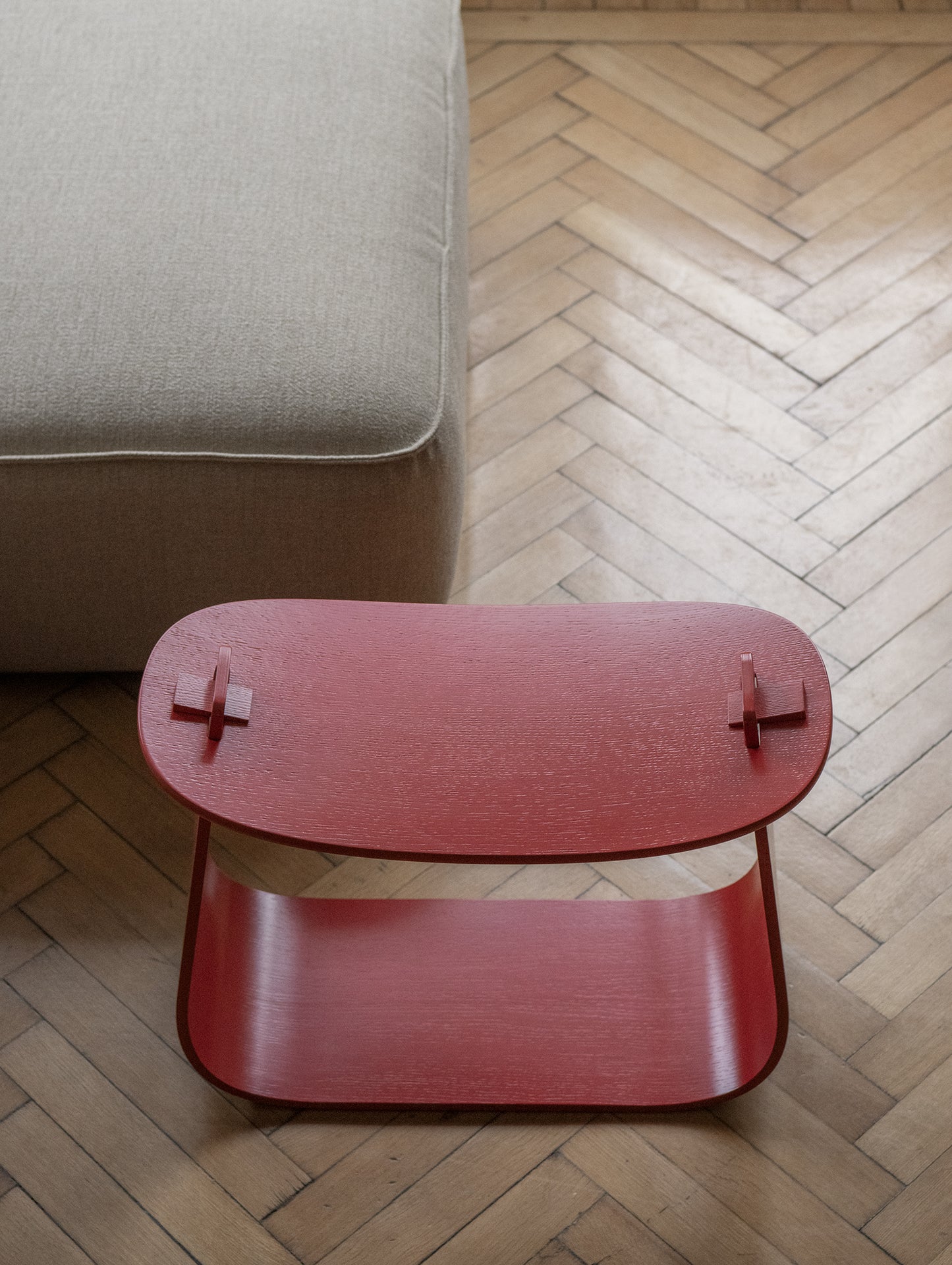 Harry Stool / Red Lacquered Oak / Ex-Display