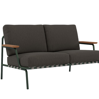 Settle 2-Seater Sofa by Muuto / Dark Green Frame / Ribbed Weave 01