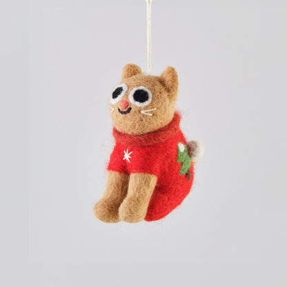 Esther Cat Felted Hanging Decorations by Wrap Stationery