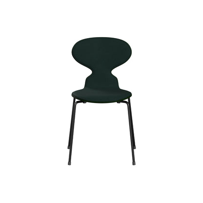 Ant Chair Front Upholstered - 4 Legs by Fritz Hansen - Black Powder-Coated Steel / Evergreen Lacquered Shell / Vidar 4 1062