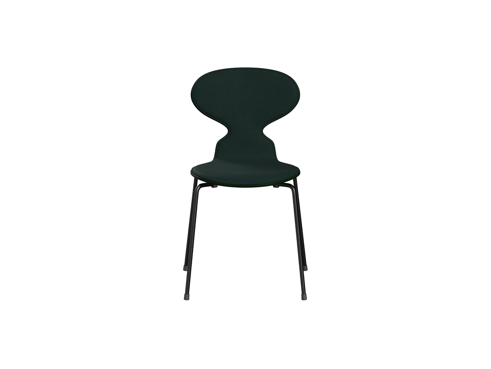Ant Chair Front Upholstered - 4 Legs by Fritz Hansen - Black Powder-Coated Steel / Evergreen Lacquered Shell / Vidar 4 1062