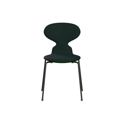Ant Chair Front Upholstered - 4 Legs by Fritz Hansen - Brown Bronze Powder-Coated Steel / Evergreen Lacquered Shell / Vidar 4 1062