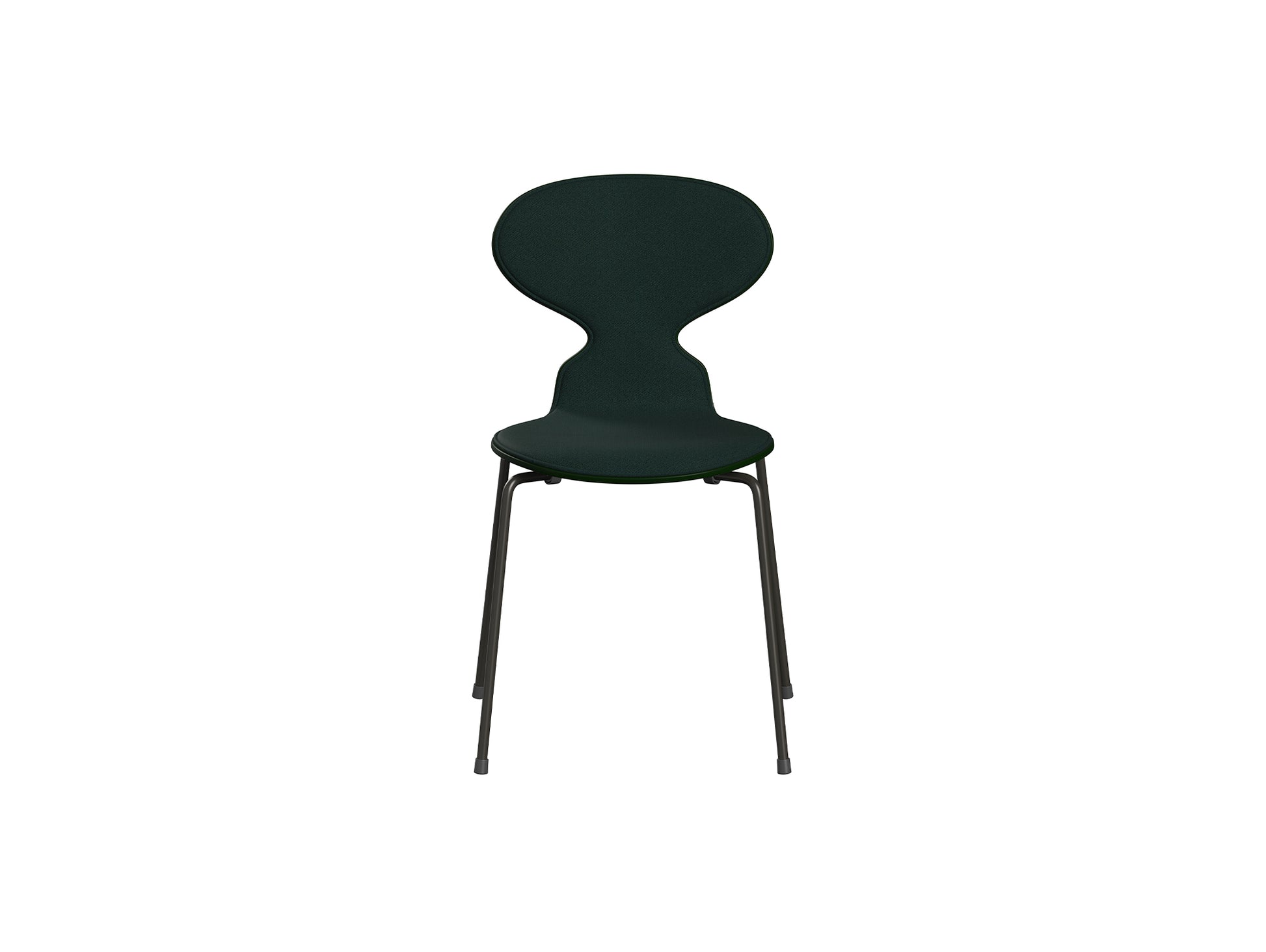 Ant Chair Front Upholstered - 4 Legs by Fritz Hansen - Brown Bronze Powder-Coated Steel / Evergreen Lacquered Shell / Vidar 4 1062