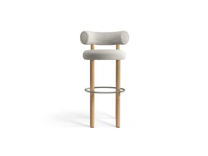 Fat Bar Stool by Tom Dixon - Lacquered Oak / Tom Dixon Boucle 101