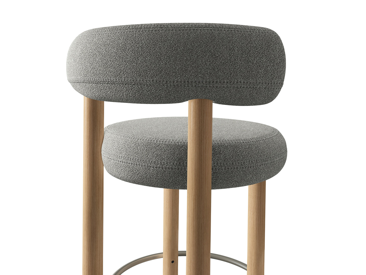 Fat Bar Stool by Tom Dixon - Lacquered Oak / Tom Dixon Boucle 01
