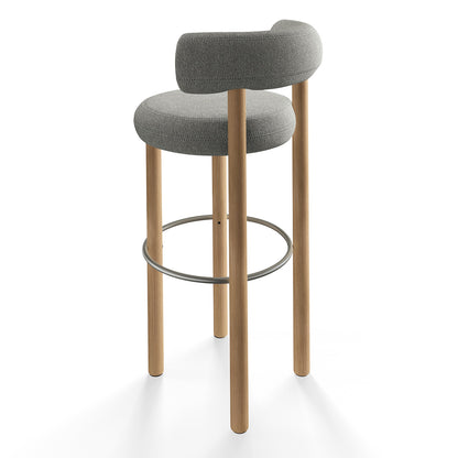 Fat Bar Stool by Tom Dixon - Lacquered Oak / Tom Dixon Boucle 01