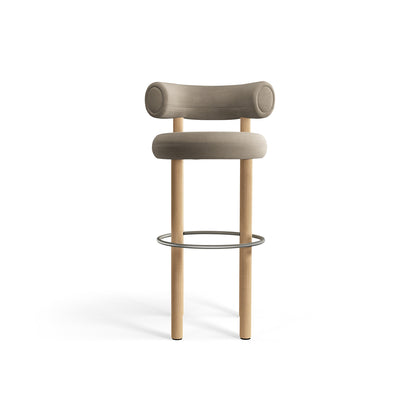 Fat Bar Stool by Tom Dixon - Lacquered Oak / Linara 93 Clay