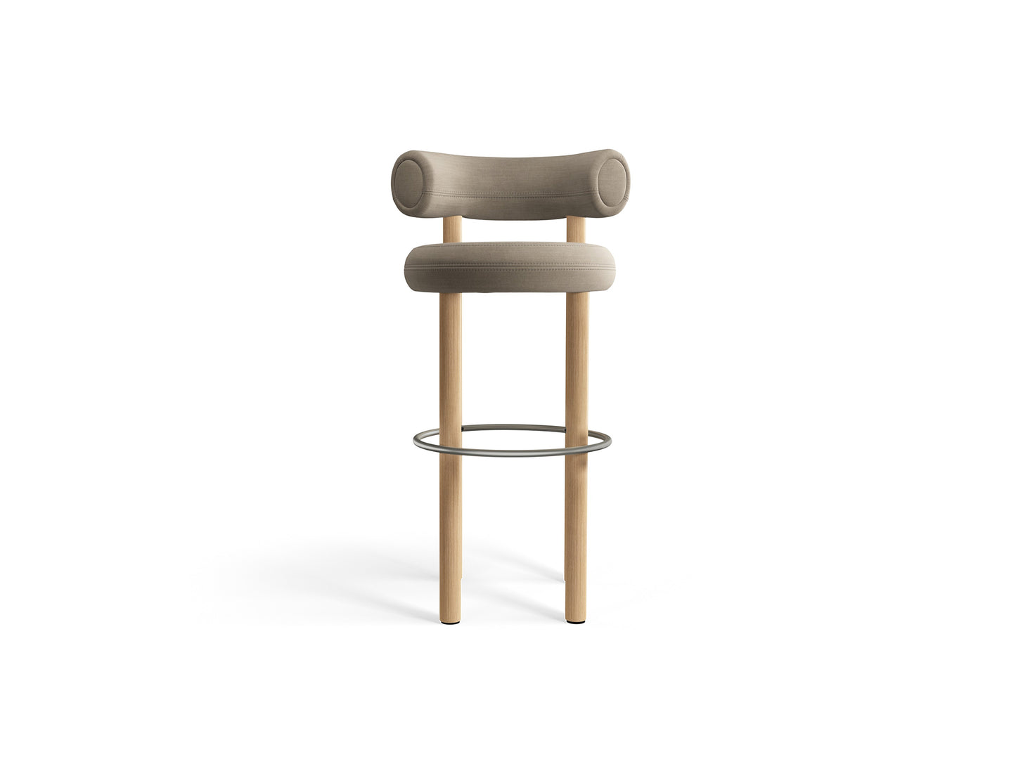 Fat Bar Stool by Tom Dixon - Lacquered Oak / Linara 93 Clay