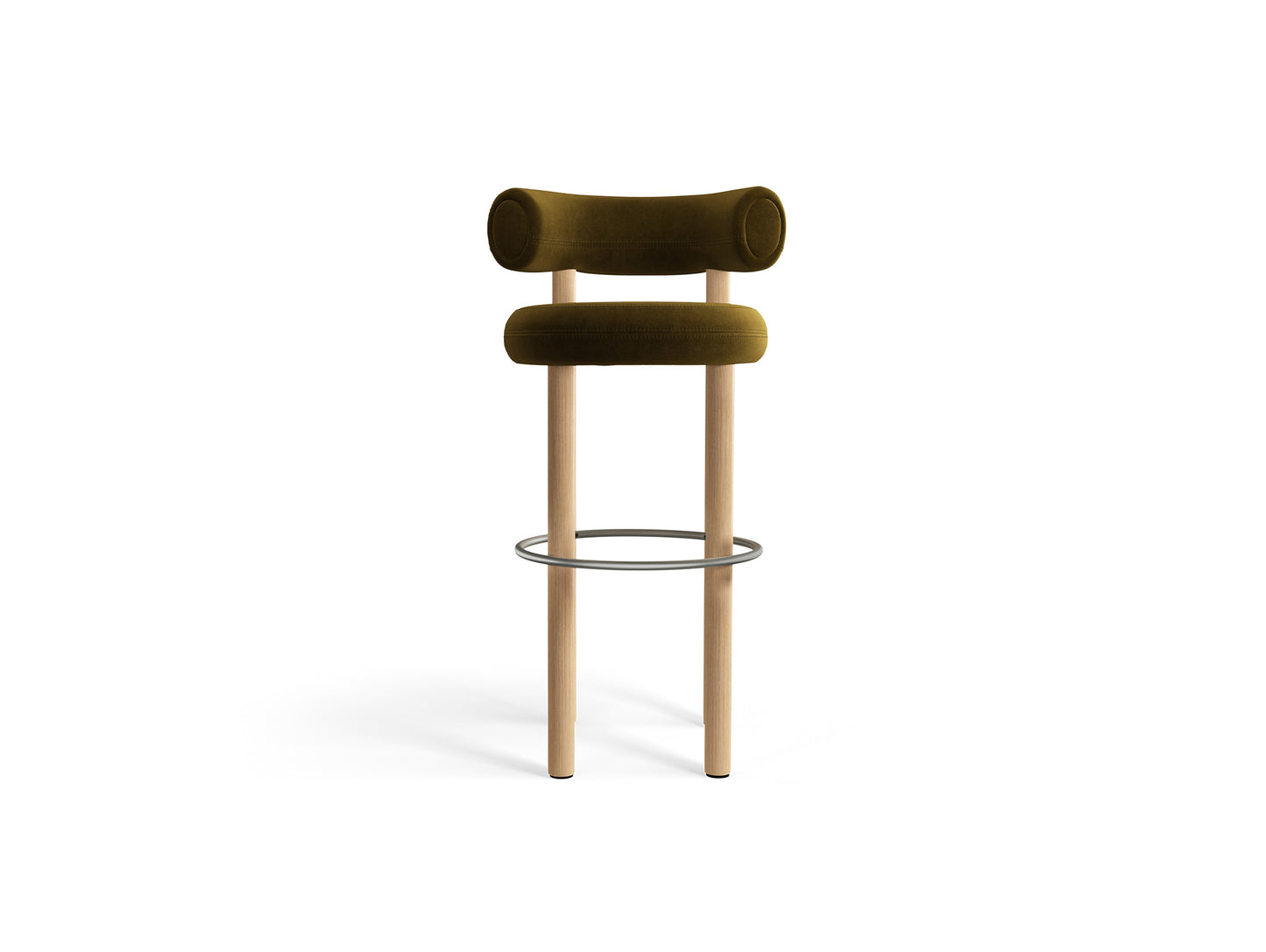 Fat Bar Stool by Tom Dixon - Lacquered Oak / Tom Dixon Velvet 162