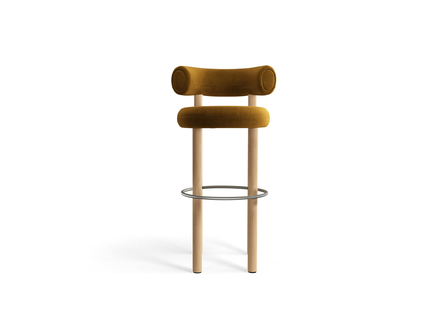 Fat Bar Stool by Tom Dixon - Lacquered Oak / Tom Dixon Velvet 132