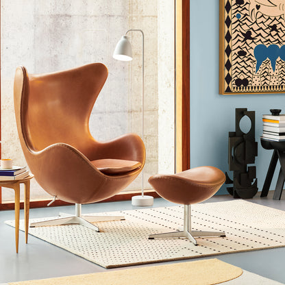 Egg Footstool by Fritz Hansen - Walnut Grace Leather