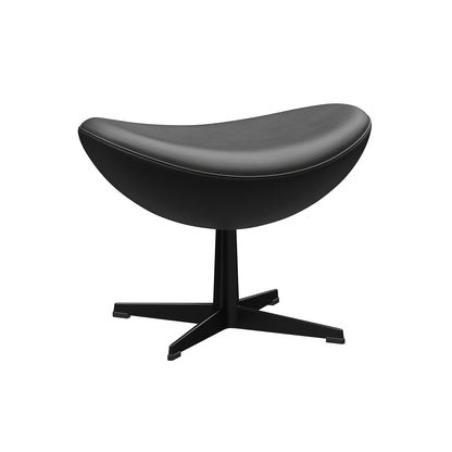 Egg Footstool by Fritz Hansen - Black Aluminium / Black Essential Leather