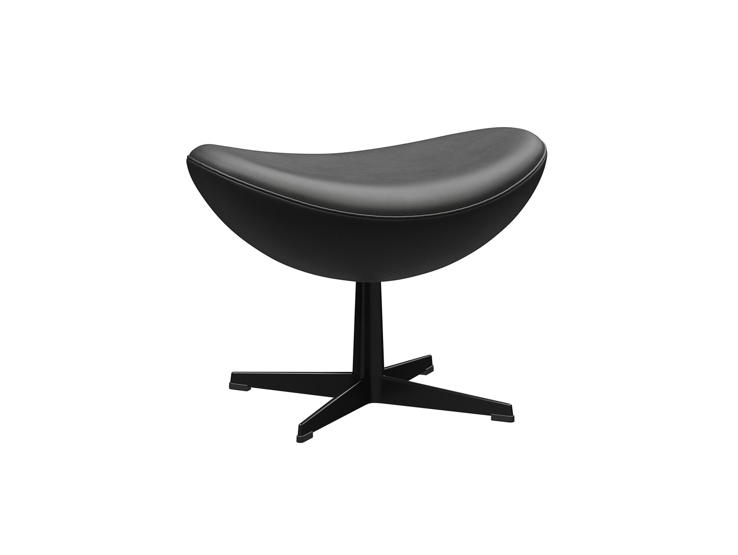 Egg Footstool by Fritz Hansen - Black Aluminium / Black Essential Leather