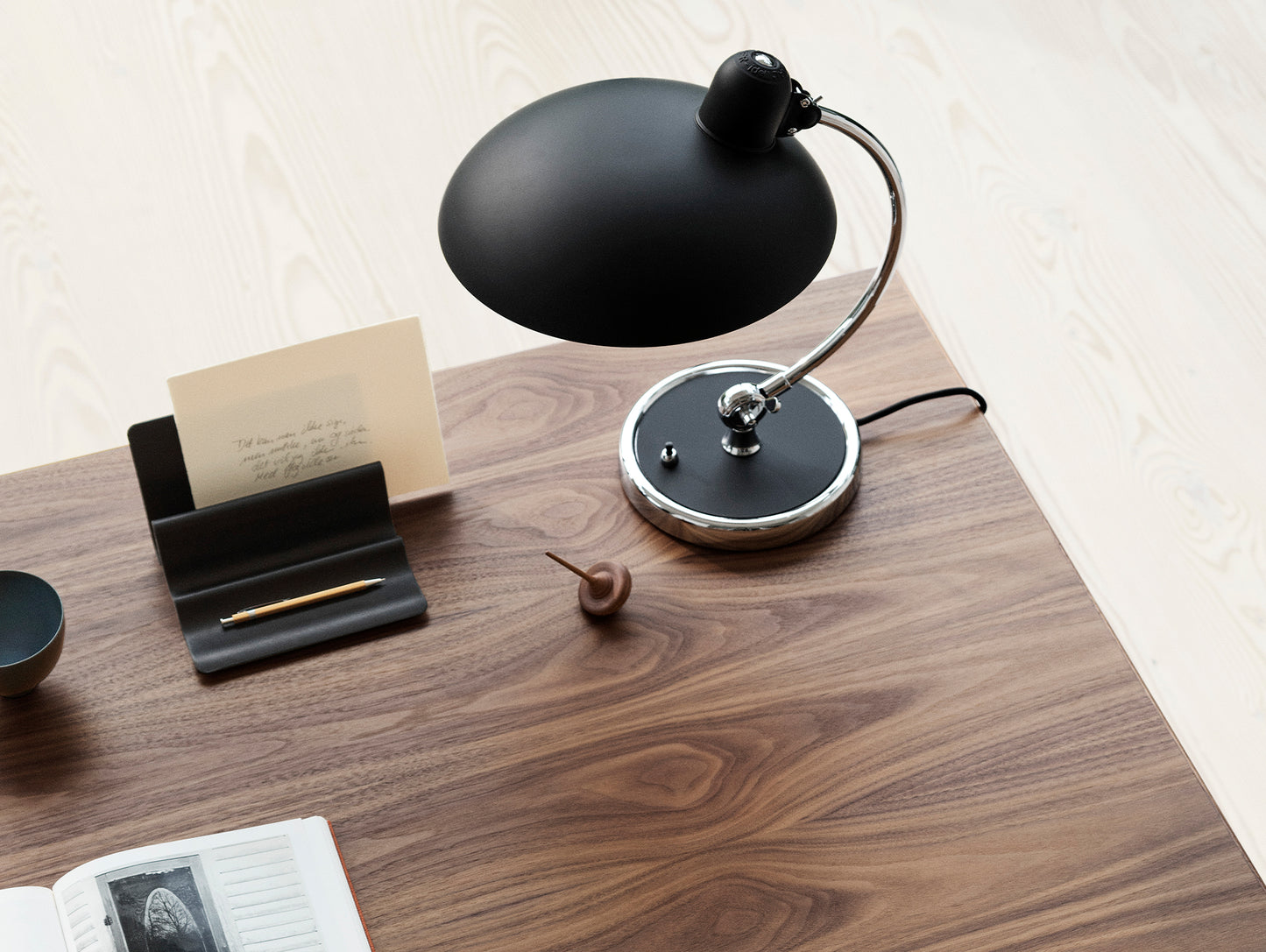 Kaiser Idell Luxus Table Lamp by Fritz Hansen - Matt Black Shade with Chrome Base