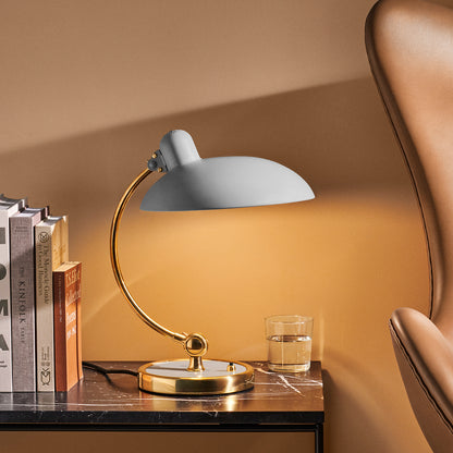 Kaiser Idell Luxus Table Lamp by Fritz Hansen - Matt Easy Grey Shade with Brass Base