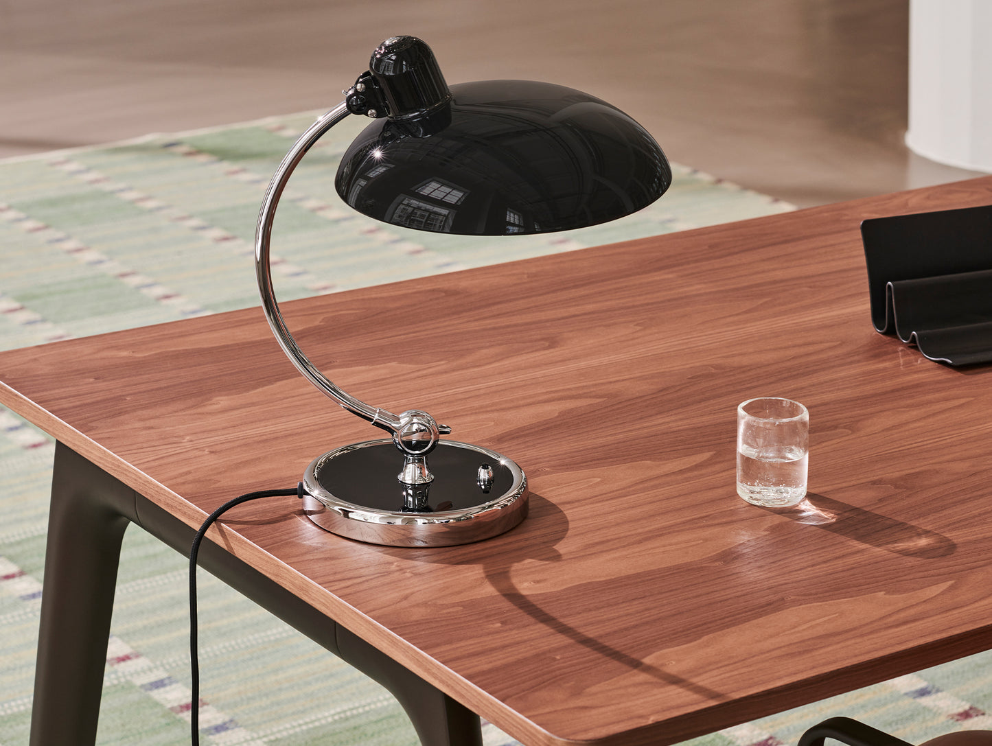 Kaiser Idell Luxus Table Lamp by Fritz Hansen - High Gloss Black Shade with Chrome Base