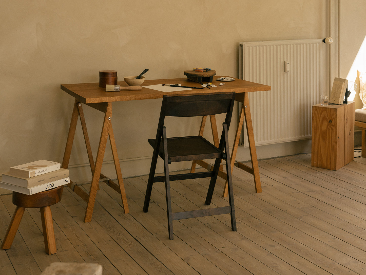 Folding Flat Trestle Table by Frama